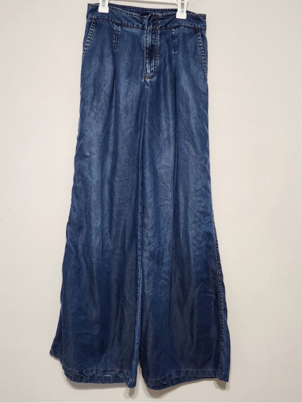 Wide Leg Denim Jeans - Blue